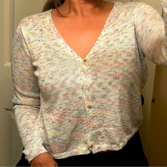 Code x Mode Minimalist Preppy Knit Space Dye cropped Layered Cardigan size S - Picture 6 of 12